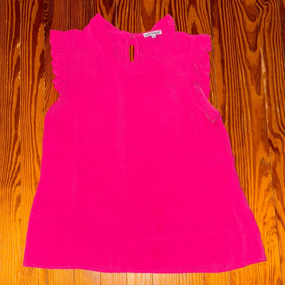 Chic Fuchsia Ruffle Sleeve Blouse